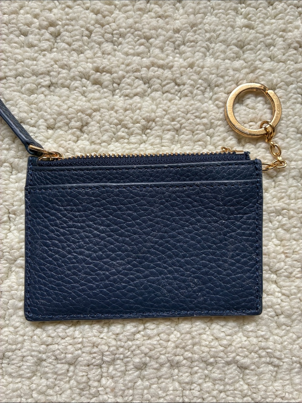 TUMI Navy Blue Leather Zip Card Case with Key Ring OS - Picture 4 of 8